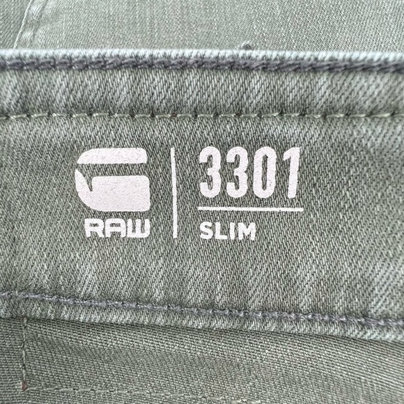 G-Star Raw 3301 Green Slim Cuffed Hem Denim Jean Shorts Size 29 Men's - Picture 2 of 8